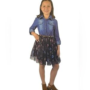 10/$20 🐺*️⃣ Zunie Denim and Floral Tulle Dress